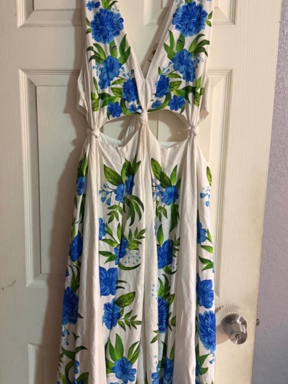 Farm Rio Linen-Blend Romantic Garden Midi Dress Size XL